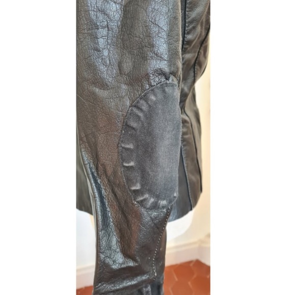 Vintage Anna Biagini black grey genuine leather biker jacket - Picture 4 of 7